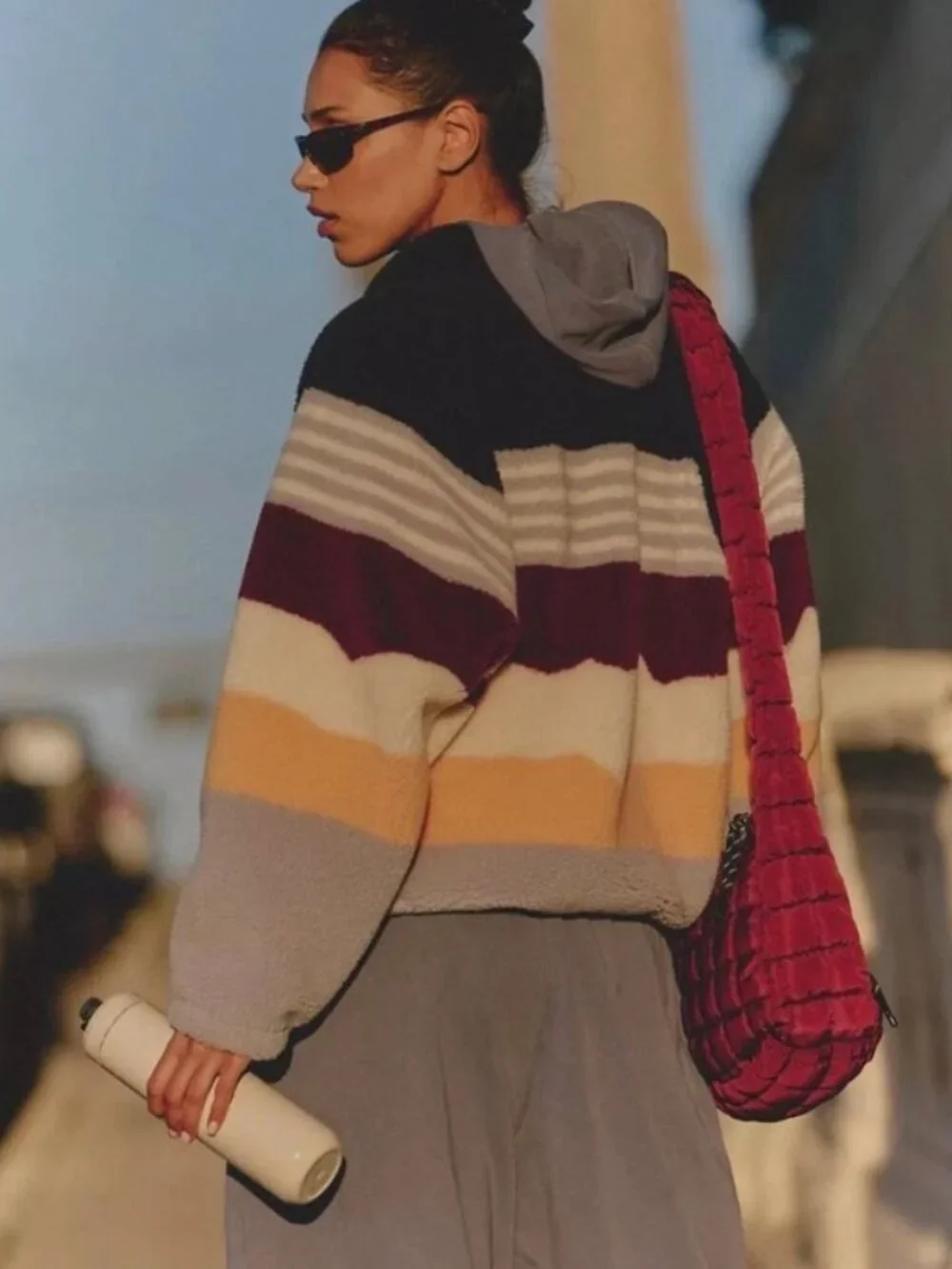 NWOT Free People Movement Hit The Slopes Printed Fleece Jacket - Striped Small